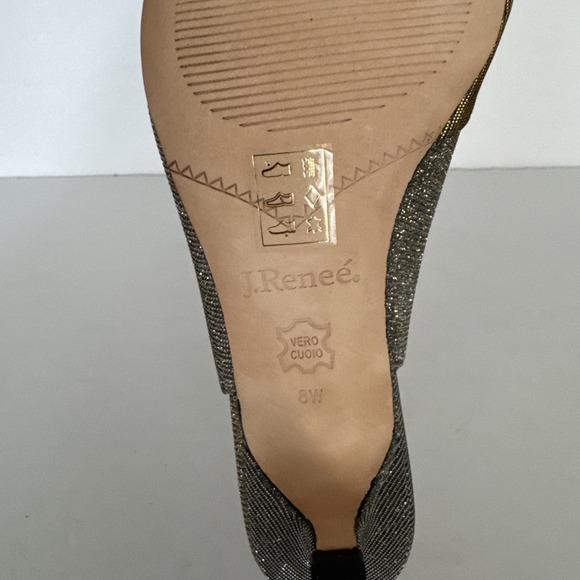 J Renee Heels Slader Dance Fabric Shimmery Pewter Kitten Heels Sling Back 8 W - Picture 9 of 10